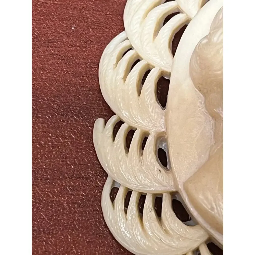 Antique Carved Celluloid Cameo Brooch